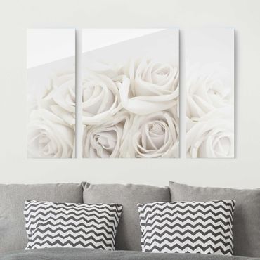 Glasschilderijen - 3-delig White Roses