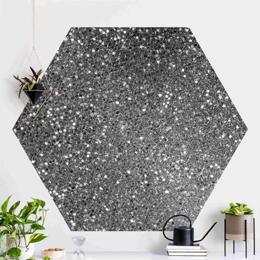 Hexagon Behang Glitter Confetti In Black And White