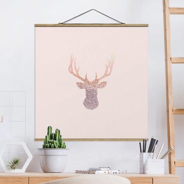 Stoffen schilderij met posterlijst Shimmering Deer