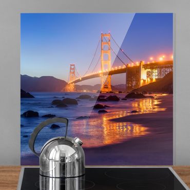 Spatscherm keuken Golden Gate Bridge At Dusk