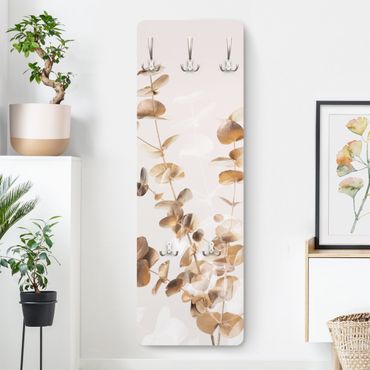 Wandkapstokken houten paneel - Golden Eucalyptus With White