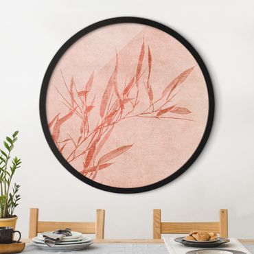Rond schilderijen Sole dorato con bambù rosa