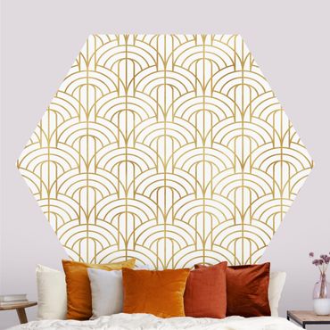Hexagon Behang Golden Art Deco Pattern XXL