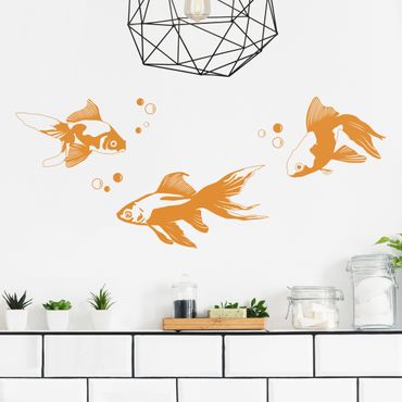 Muurstickers Goldfish Set