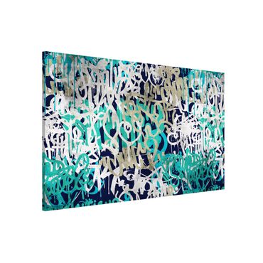 Magneetborden - Graffiti Art Tagged Wall Turquoise