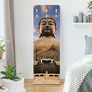 Wandkapstokken houten paneel Big Buddha