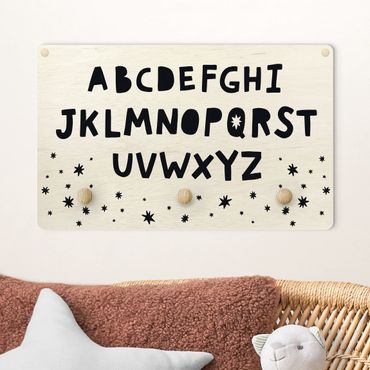 Wandkapstokken voor kinderen Big Alphabet With Stars Black And White