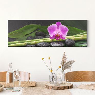 Verwisselbaar schilderij - Green bamboo With Orchid Flower