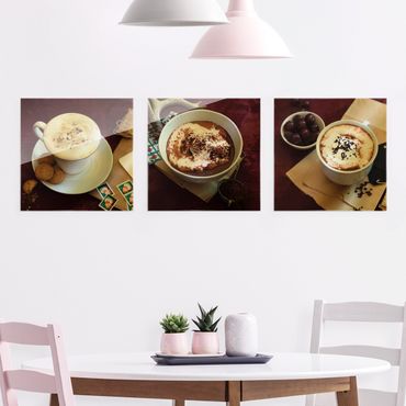 Glasschilderijen - 3-delig Hot Chocolate With Cream