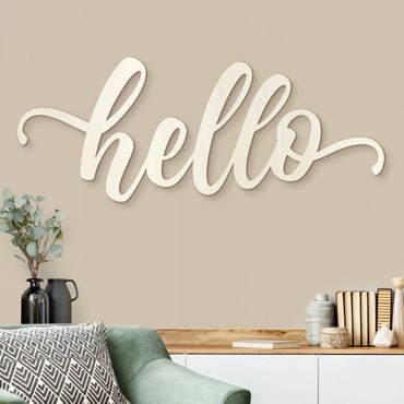 Wanddecoratie hout 3D opschrift - hello Handlettering