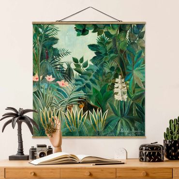 Stoffen schilderij met posterlijst Henri Rousseau - The Equatorial Jungle