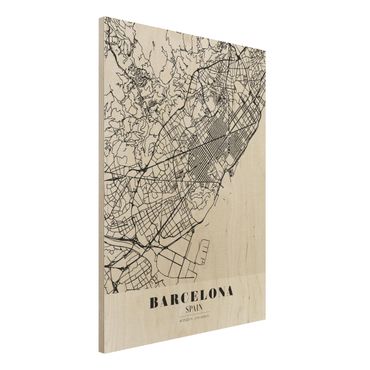 Houten schilderijen Barcelona City Map - Classic