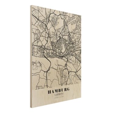 Houten schilderijen Hamburg City Map - Classic