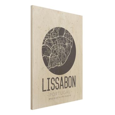 Houten schilderijen Lisbon City Map - Retro