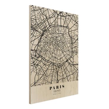 Houten schilderijen Paris City Map - Classic