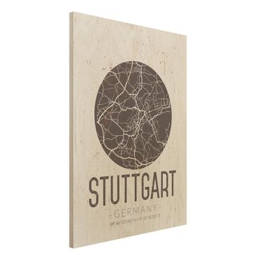 Houten schilderijen Stuttgart City Map - Retro
