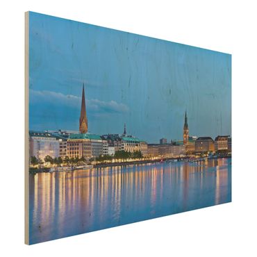 Houten schilderijen Hamburg Skyline