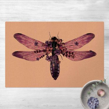 Kurk mat Illustration Floral Dragonfly