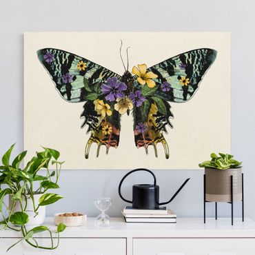 Natuurlijk canvas schilderijen Illustration Floral Madagascan Butterfly
