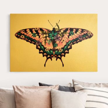 Canvas schilderijen - Illustration Floral Tiger Swallowtail