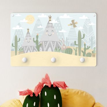Wandkapstokken voor kinderen Tepee with Cacti