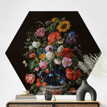 Hexagon Behang Jan Davidsz De Heem - Glass Vase With Flowers