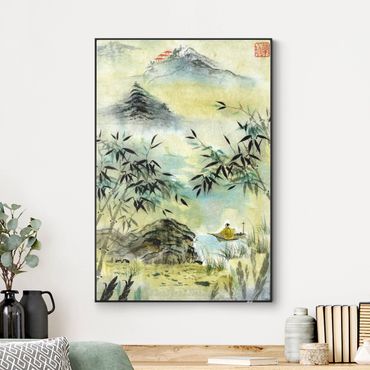 Verwisselbaar schilderij - Japanese Watercolour Drawing Bamboo Forest