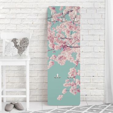 Wandkapstokken houten paneel Japanese Cherry Blossoms
