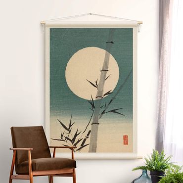 Wandtapijt - Japanese Drawing Bamboo And Moon