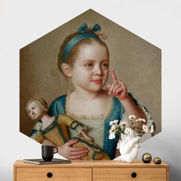 Hexagon Behang Jean Etienne Liotard - Girl With Doll
