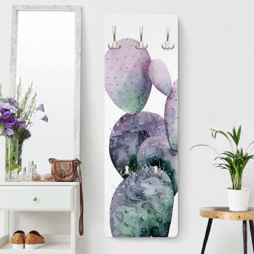Wandkapstokken houten paneel Cactus In Purple I