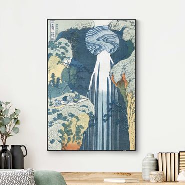 Verwisselbaar schilderij - Katsushika Hokusai – The Waterfall Of Amida