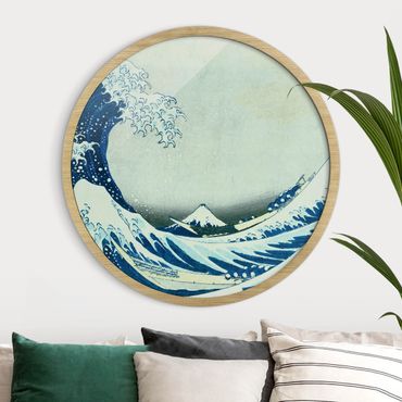 Rond schilderijen Katsushika Hokusai - La grande onda di Kanagawa