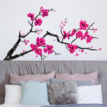Muurstickers Cherry Blossom Twig Pink