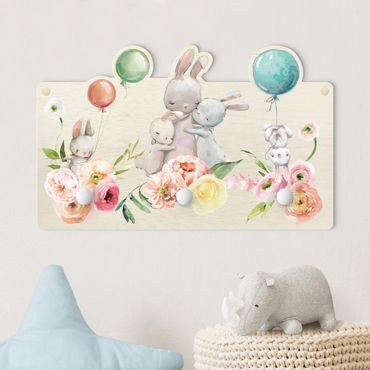 Wandkapstokken voor kinderen Little Bunny Family