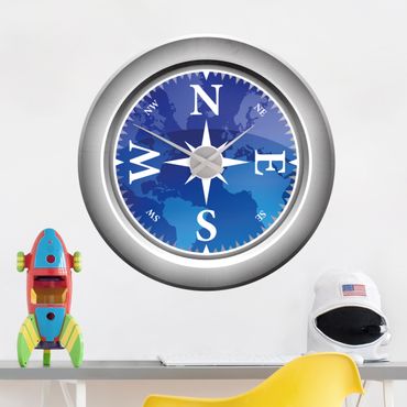 Muurstickers Compass Clock