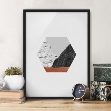 Ingelijste posters Copper Mountains Hexagonal Geometry