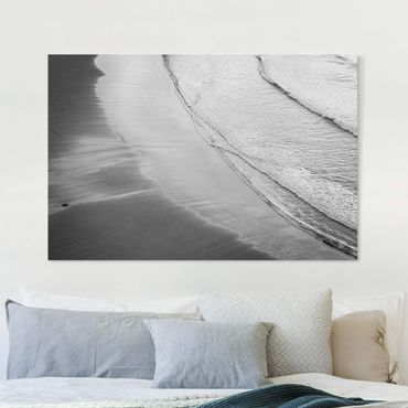 Canvas schilderijen Soft Waves On The Beach Black And White