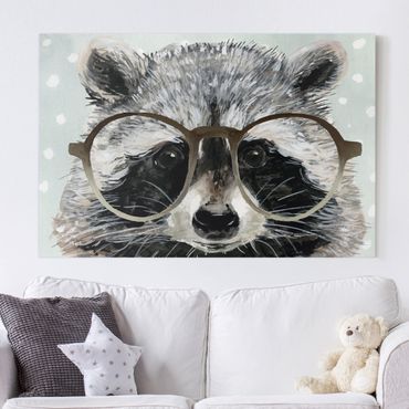 Canvas schilderijen Animals With Glasses - Raccoon
