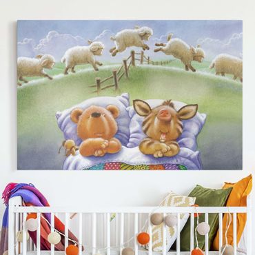 Canvas schilderijen Buddy Bear - Counting Sheep