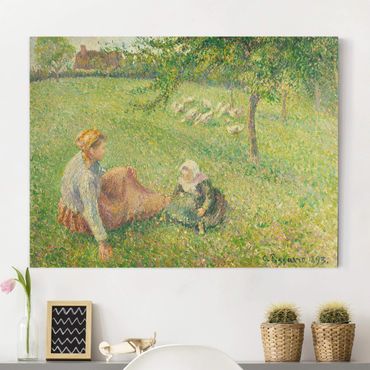 Canvas schilderijen Camille Pissarro - The Geese Pasture
