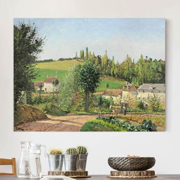 Canvas schilderijen Camille Pissarro - Hamlet In The SurRolling Hillss Of Pontoise