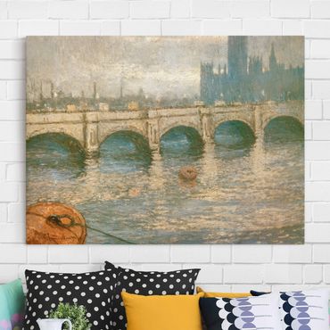 Canvas schilderijen Claude Monet - Thames Bridge And Parliament Building In London