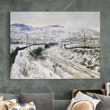 Canvas schilderijen Claude Monet - Train In The Snow At Argenteuil