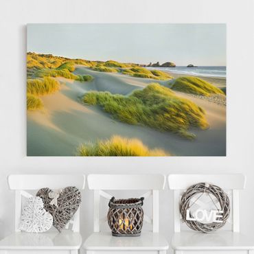 Canvas schilderijen Dunes And Grasses At The Sea
