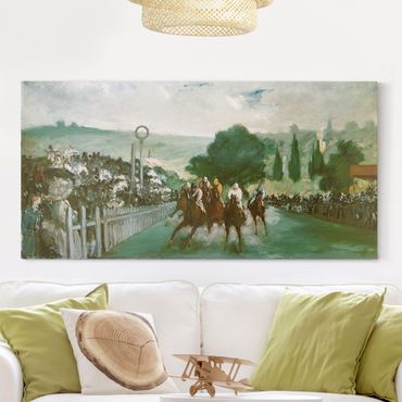 Canvas schilderijen Edouard Manet - Races At Longchamp
