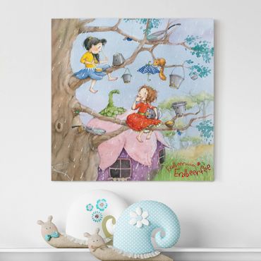 Canvas schilderijen Little Strawberry Strawberry Fairy - It's Raining