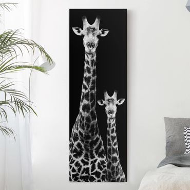 Canvas schilderijen Giraffe Duo Black And White