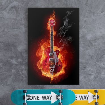 Canvas schilderijen Guitar In Flames