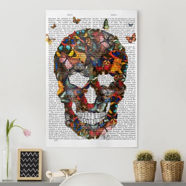 Canvas schilderijen Scary Reading - Butterfly Skull